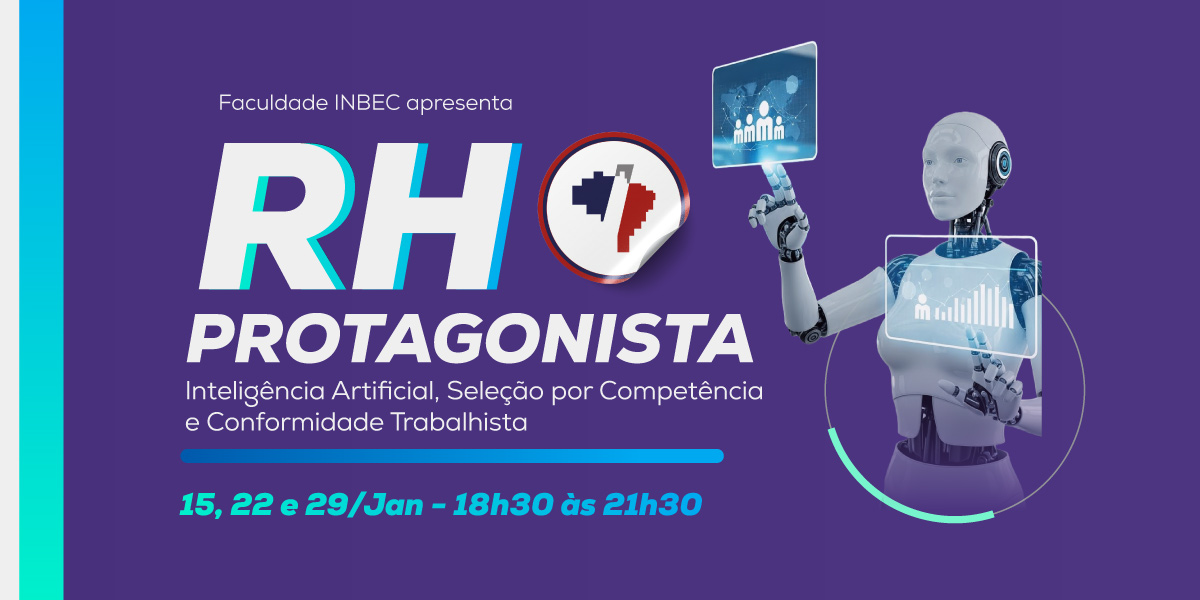Ilustração do evento "RH Protagonista: Inteligência Artificial, Seleção por Competência e Conformidade Trabalhista"